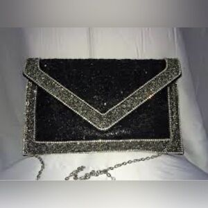 Stunning Black and silver Beaded Clutch
